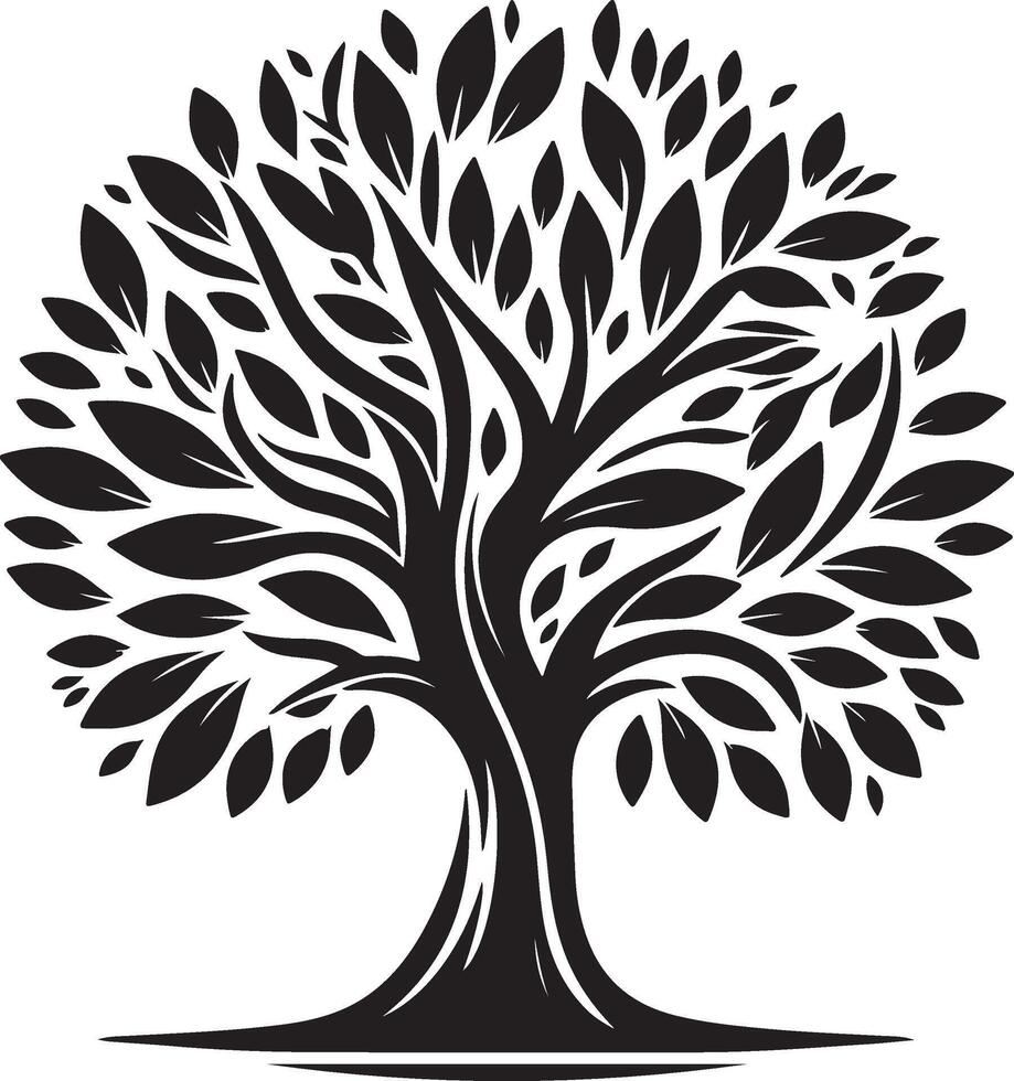 The unique black and white tree with leaves vector
