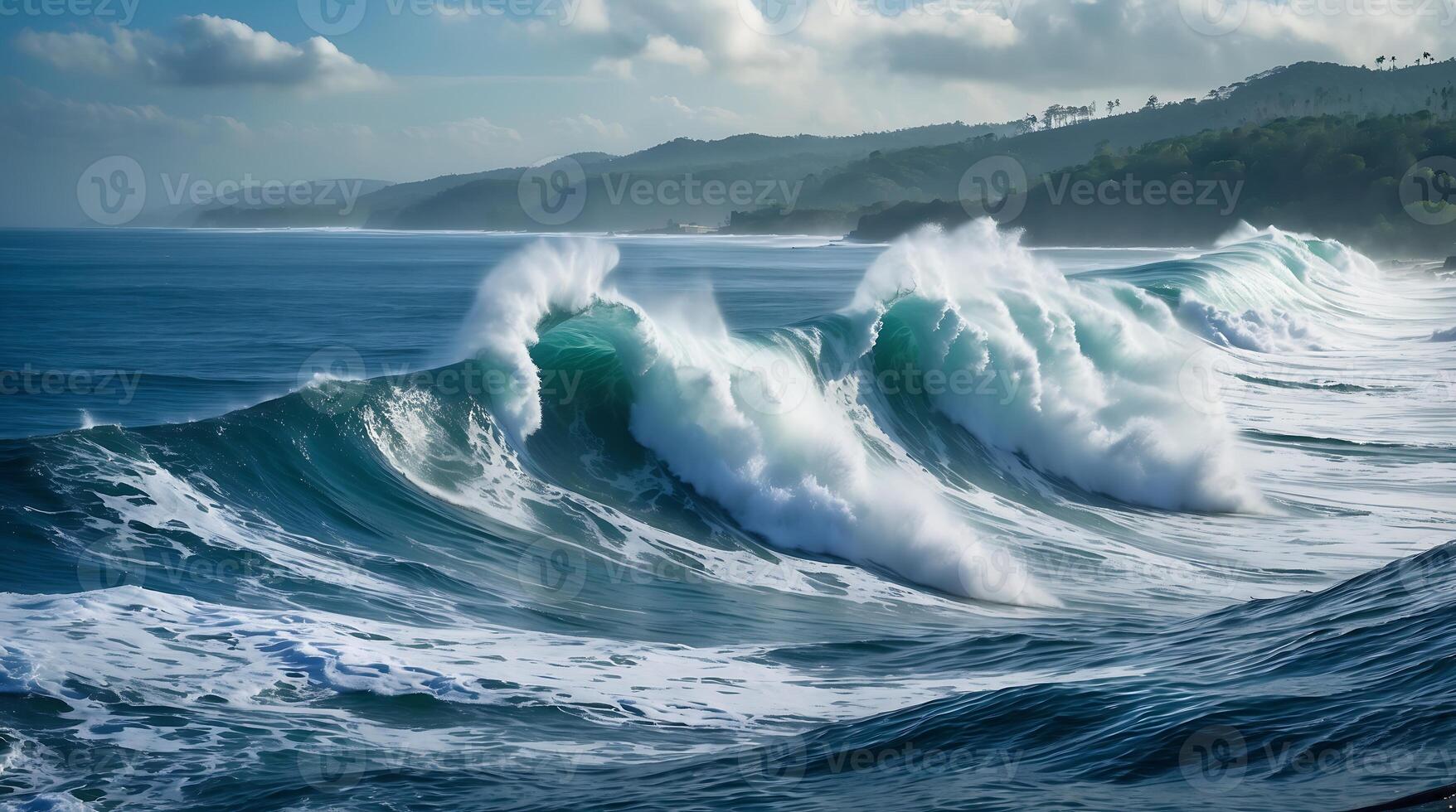 Approaching waves showcase the impact of climate change on coastal landscapes photo