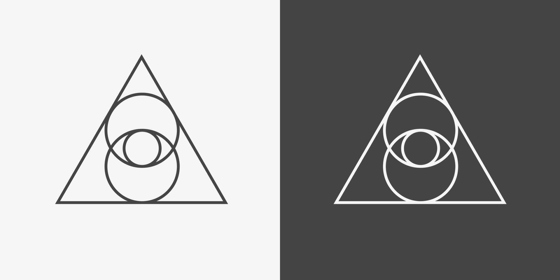Black white visica piscis in triangle. Sacred eye symbols vector