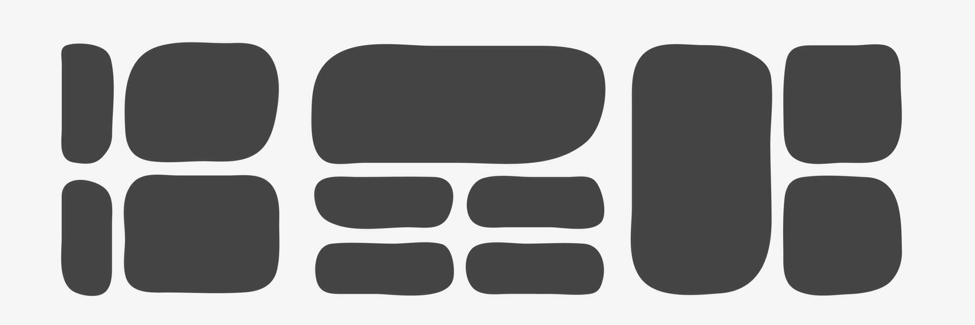 Black organic shapes for messages. Amoeba blobs forms. Abstract deformed shapes collection vector