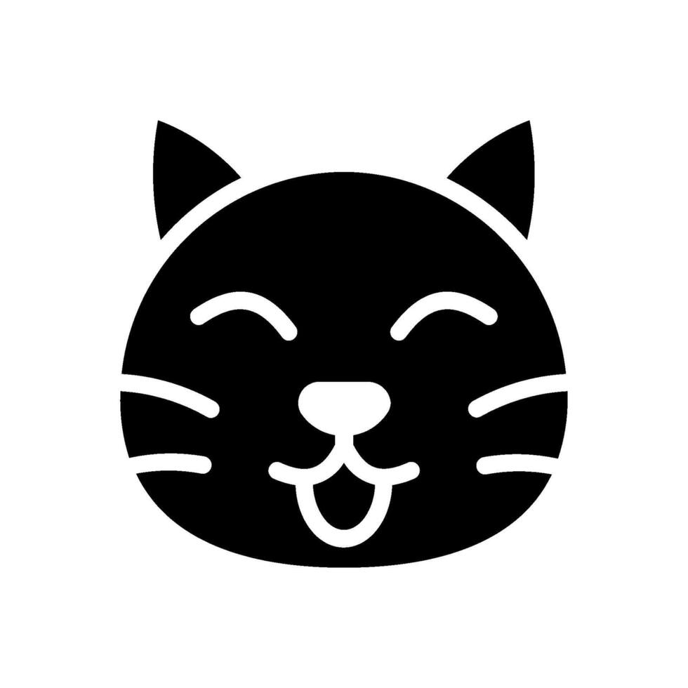 cat tongue lick mouth. Dog face with tongue hanging out. Happy cat face. Yummy icon for canine food. illustration isolated on white background. vector