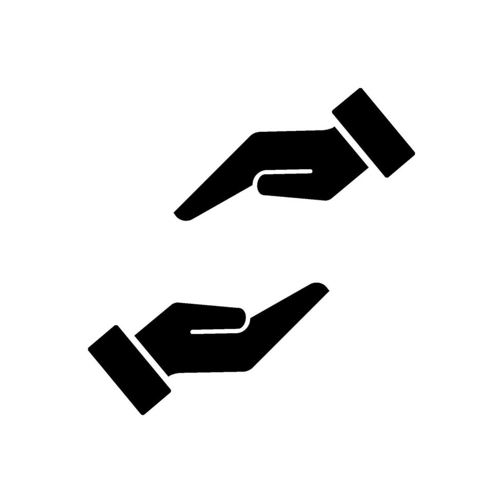 Hands icon representing care and support in a minimalistic design vector