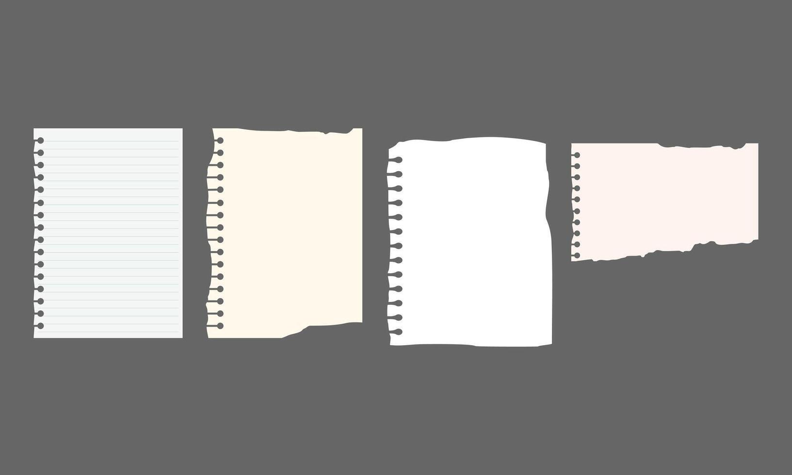 Paper Scrap Collection with Jagged Texture on Dark Gray Surface vector