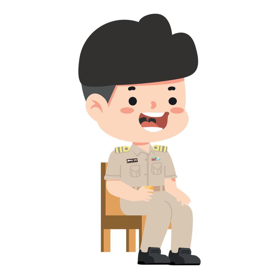 Boy teacher is sitting on a chair vector