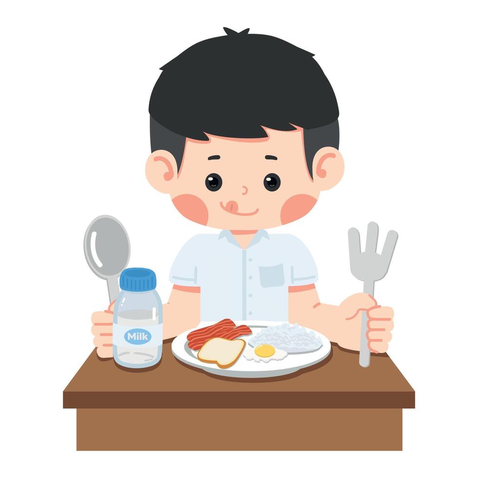 kid student is sitting at the table vector