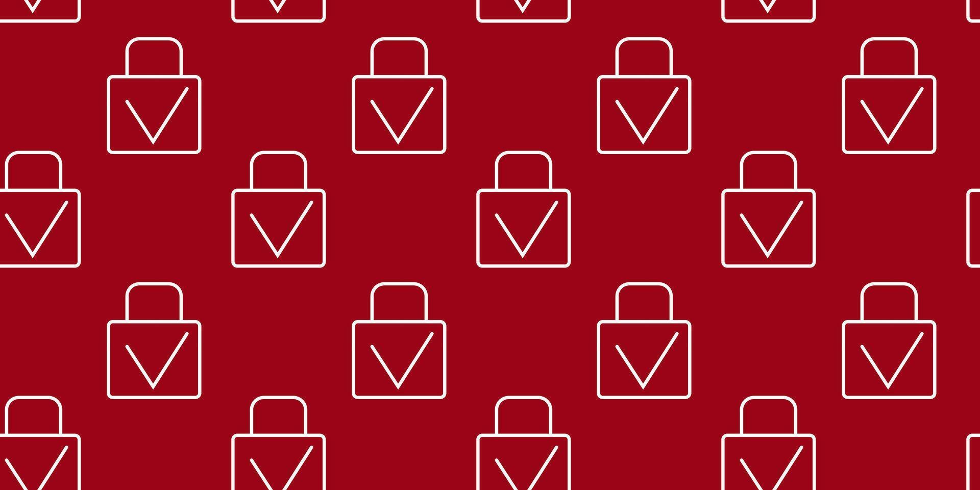 Pattern of locks on a red background symbolizes security and protection in design vector