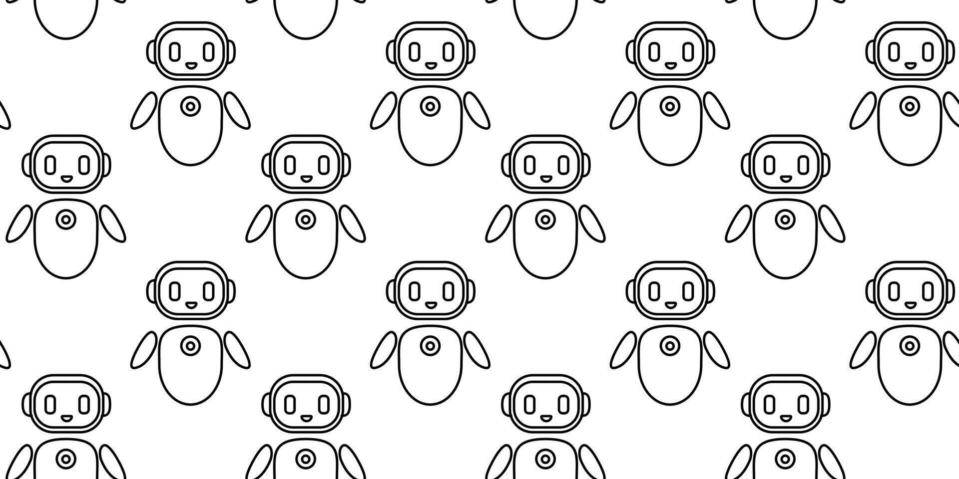 Unique pattern of cute robotic characters on a white background showcasing modern design vector