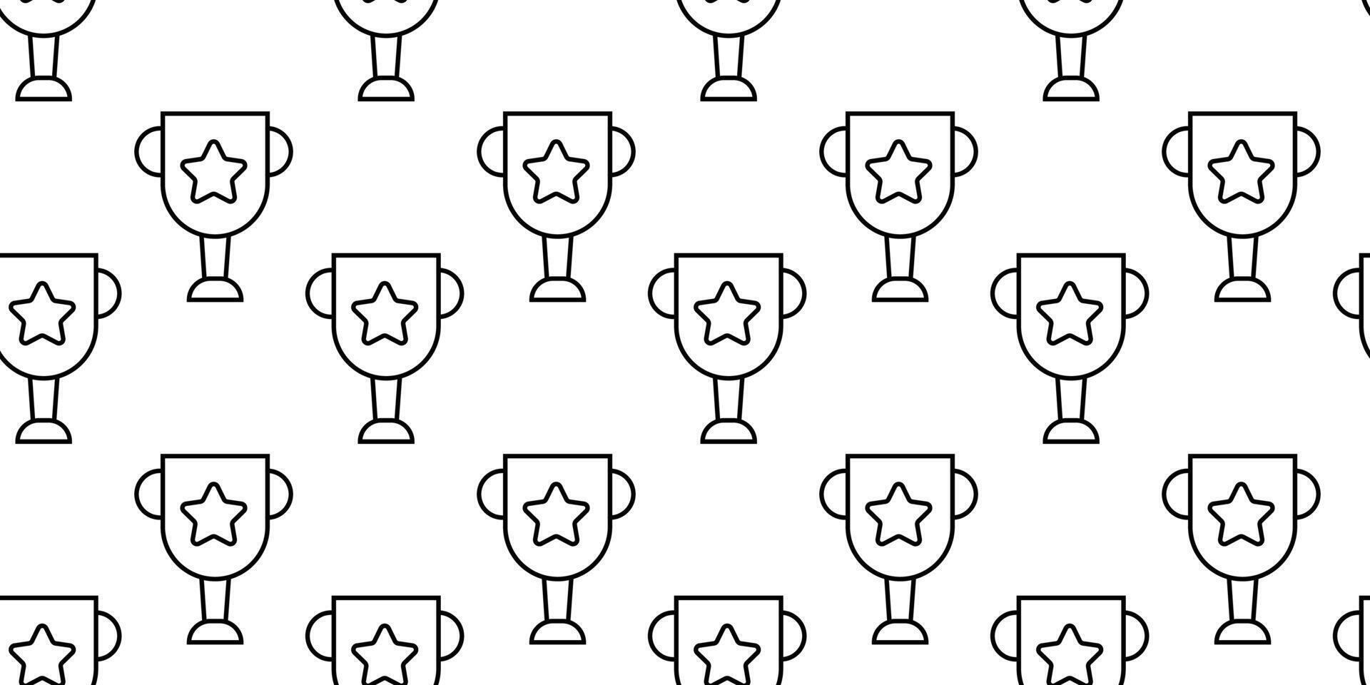 Pattern of trophies with stars on a white background showcasing achievements and success vector
