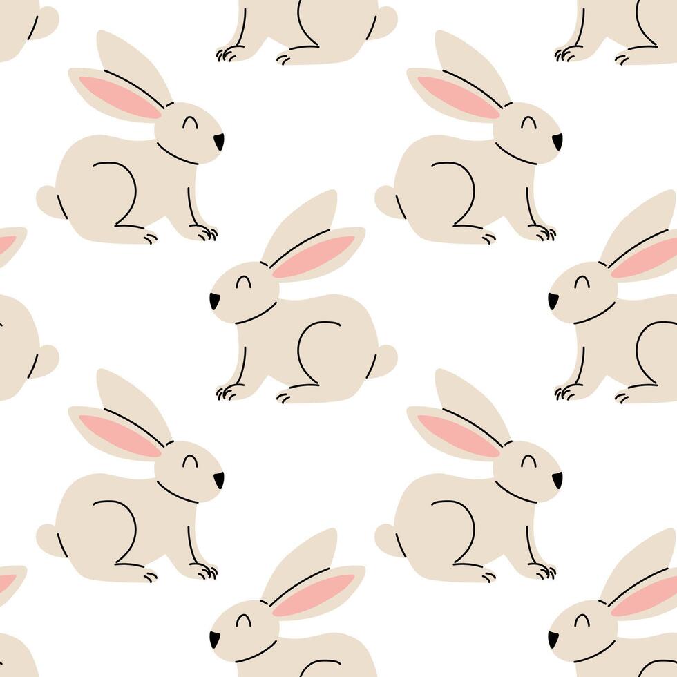 Cute rabbits sit on a simple white background with minimalistic design for various uses vector