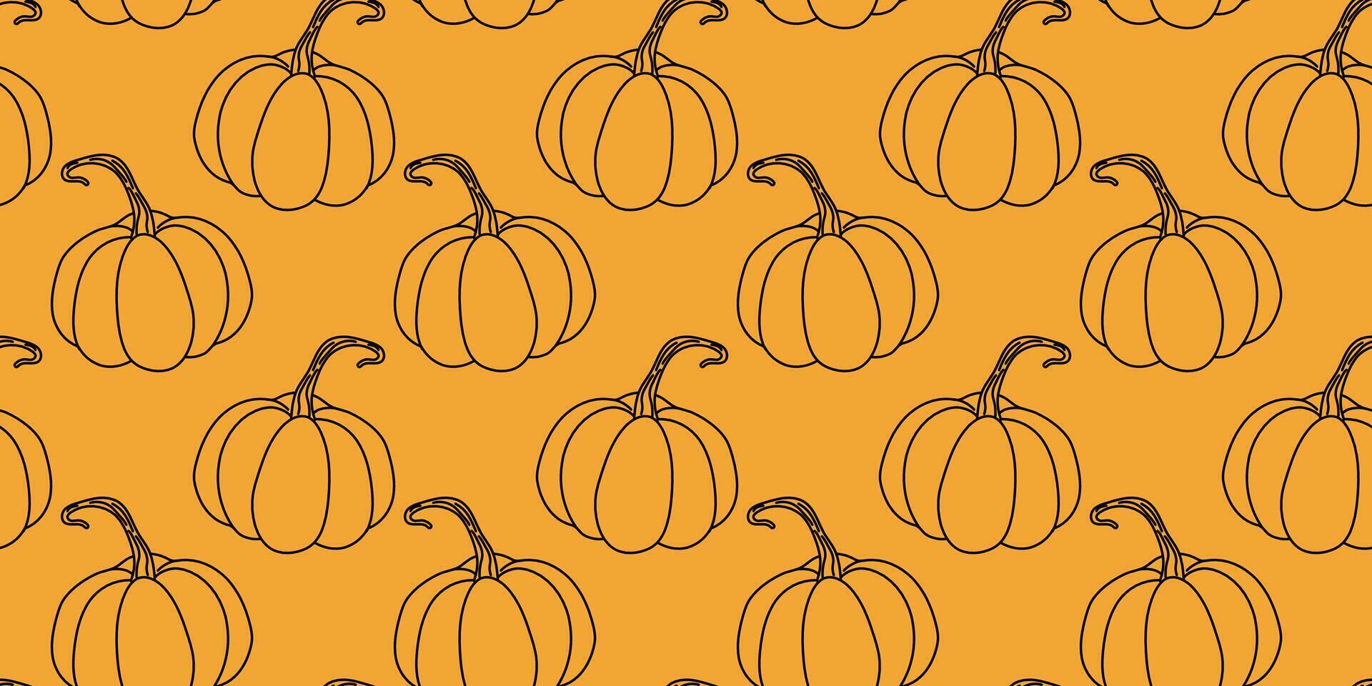 Pattern of pumpkins on a vibrant orange background for autumn decoration ideas vector