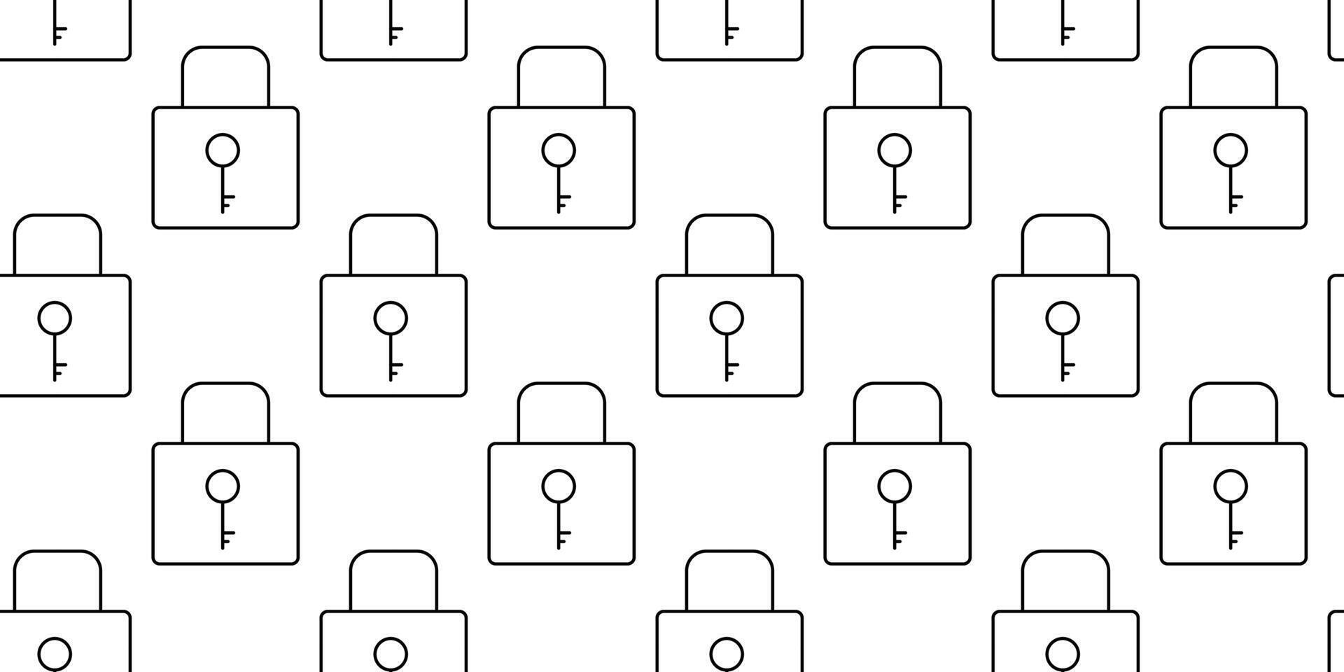 Repeating pattern of simple locks on a white background showcasing a minimalist design vector