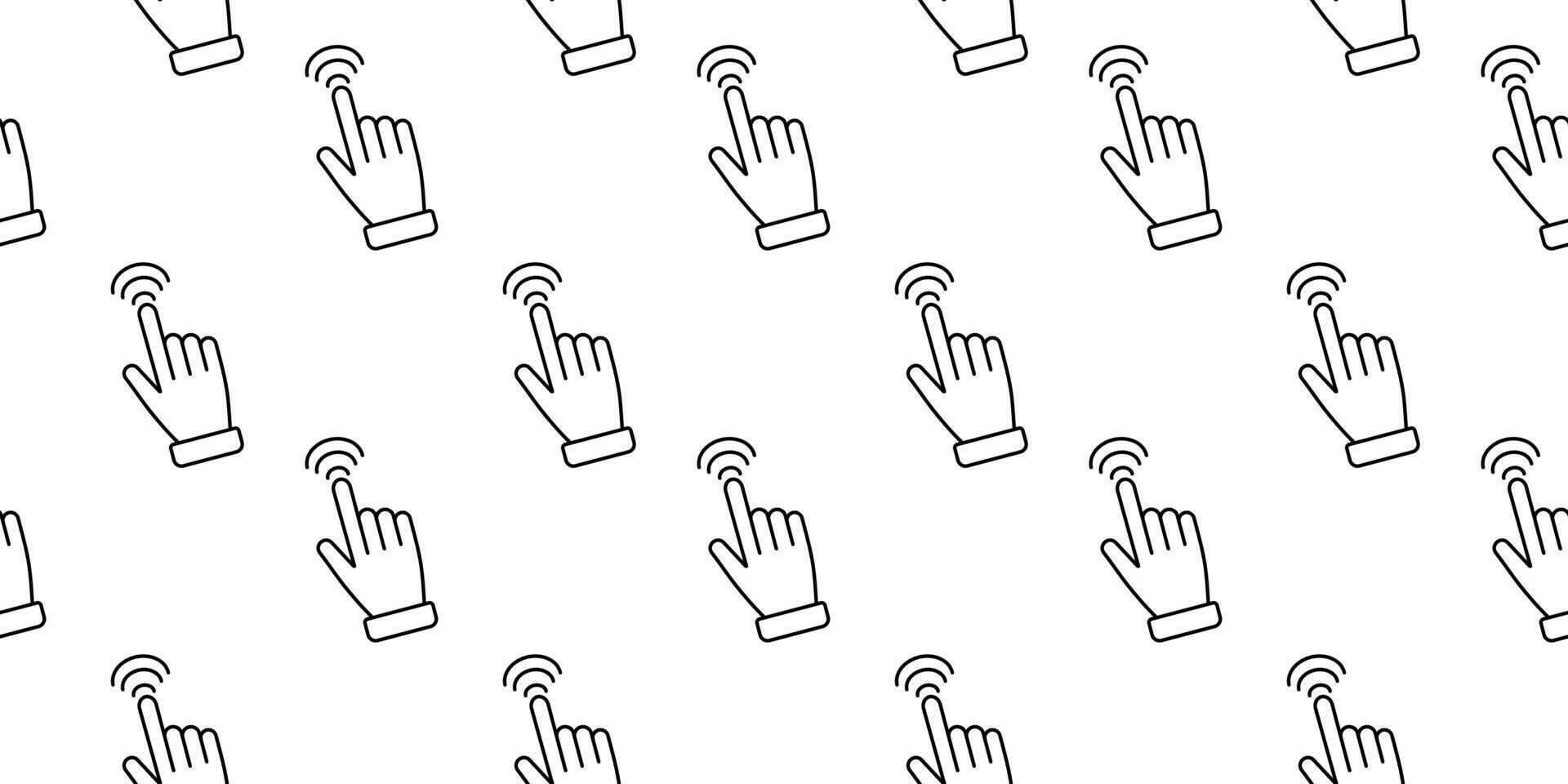 Pattern of hands with fingers pointing up and signal waves on a white background vector