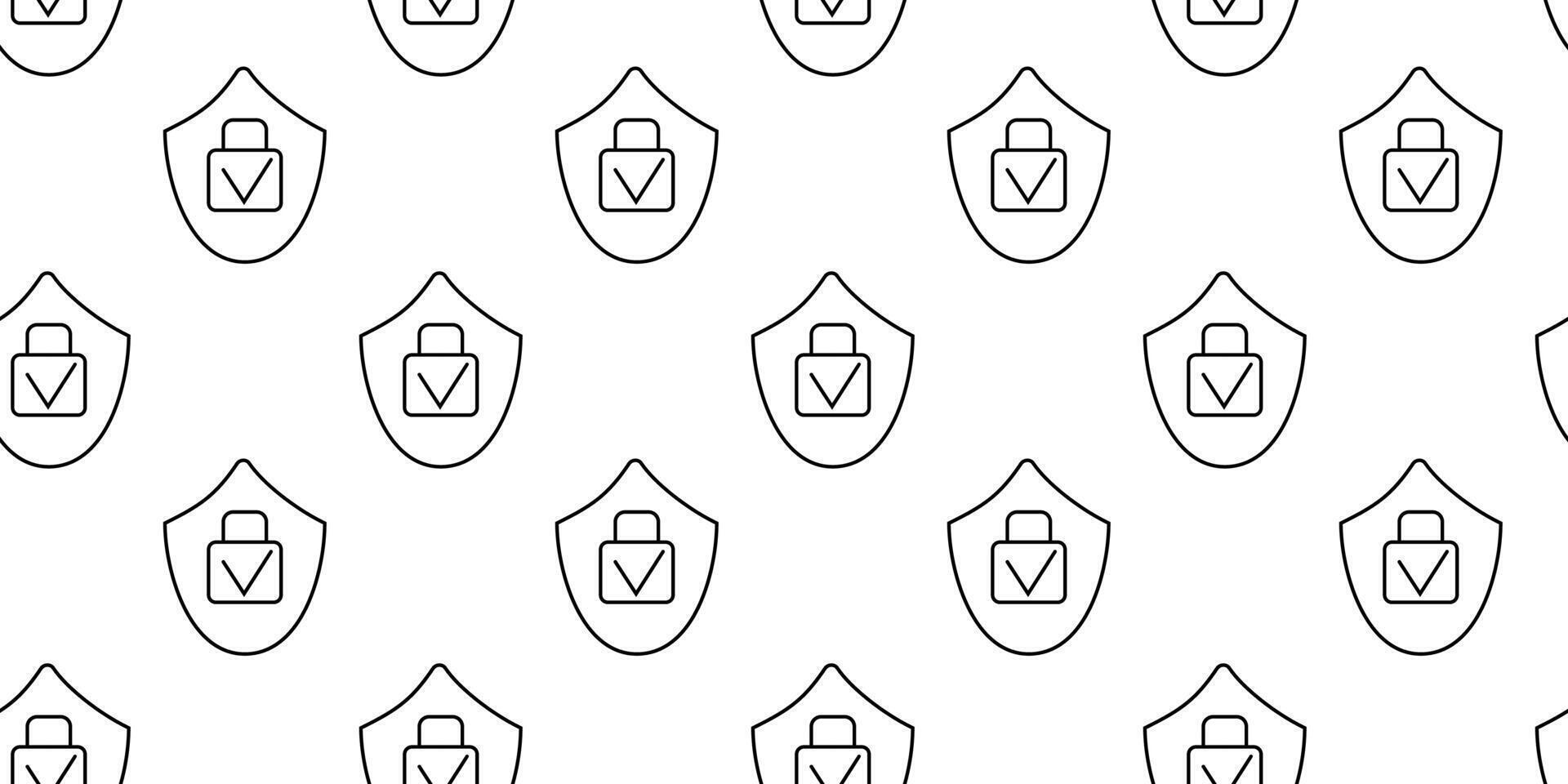 Pattern of outlined shields and briefcases in a minimalist design on a plain background vector
