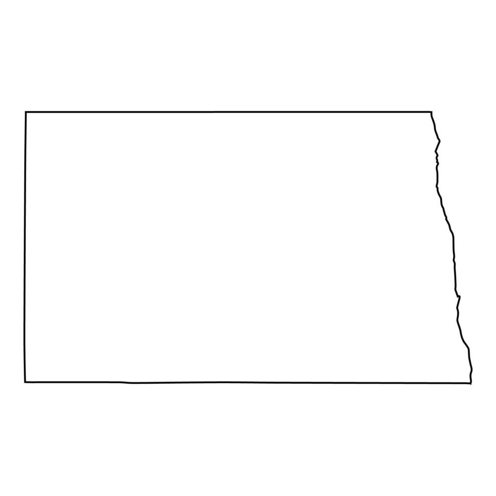 Blank outline map North Dakota state USA, for educational use vector