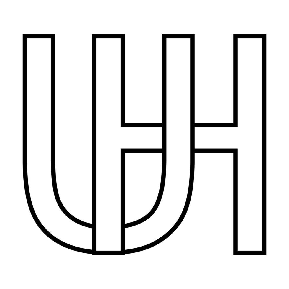 Logo sign uh hu icon, double letters logotype u h vector