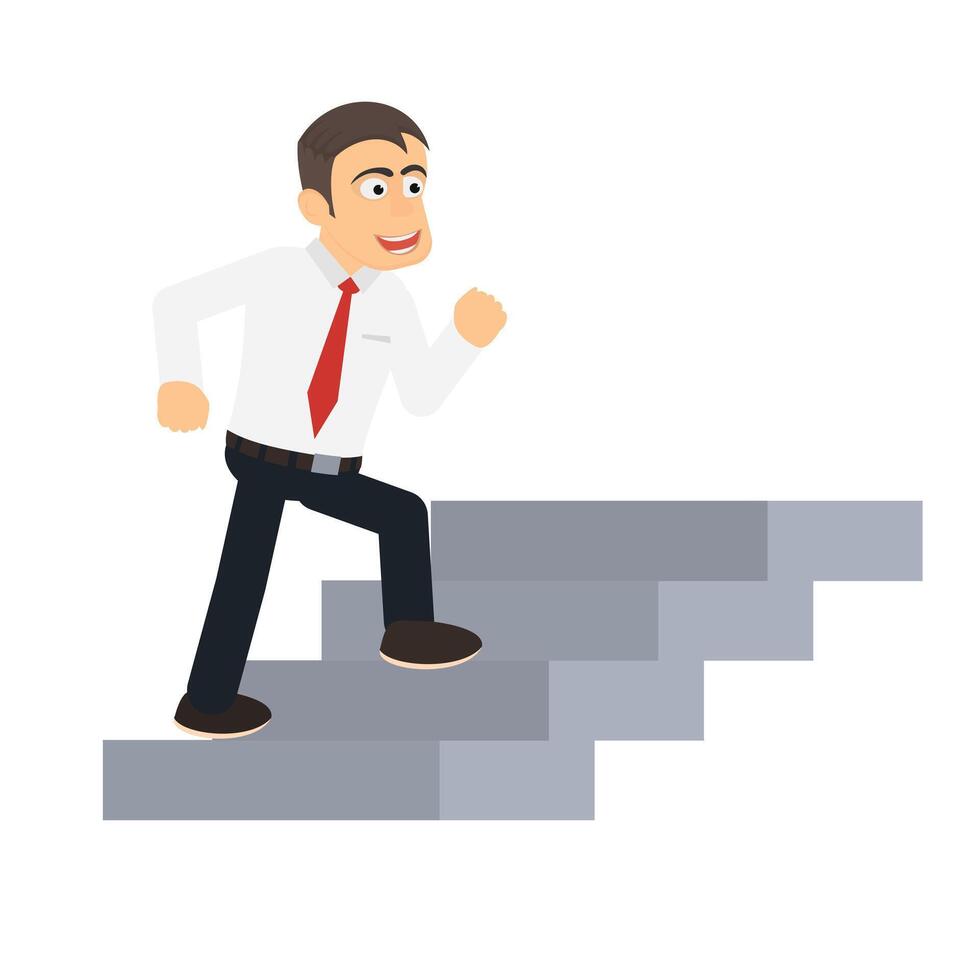 Man walks up the stairs. Walking up the stairs vector