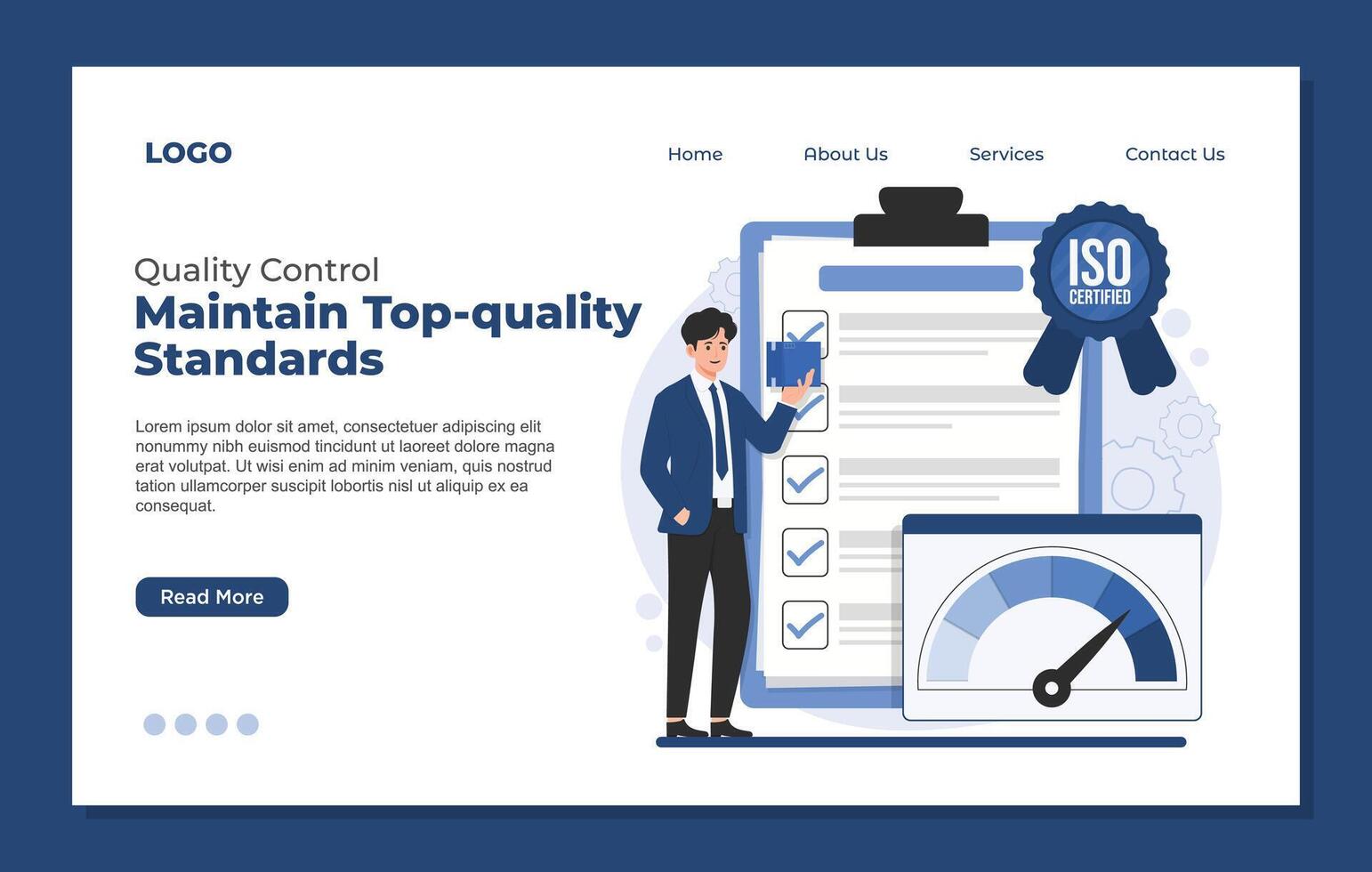 landing page template of Quality control concept Customer satisfaction survey. Flat style design. vector
