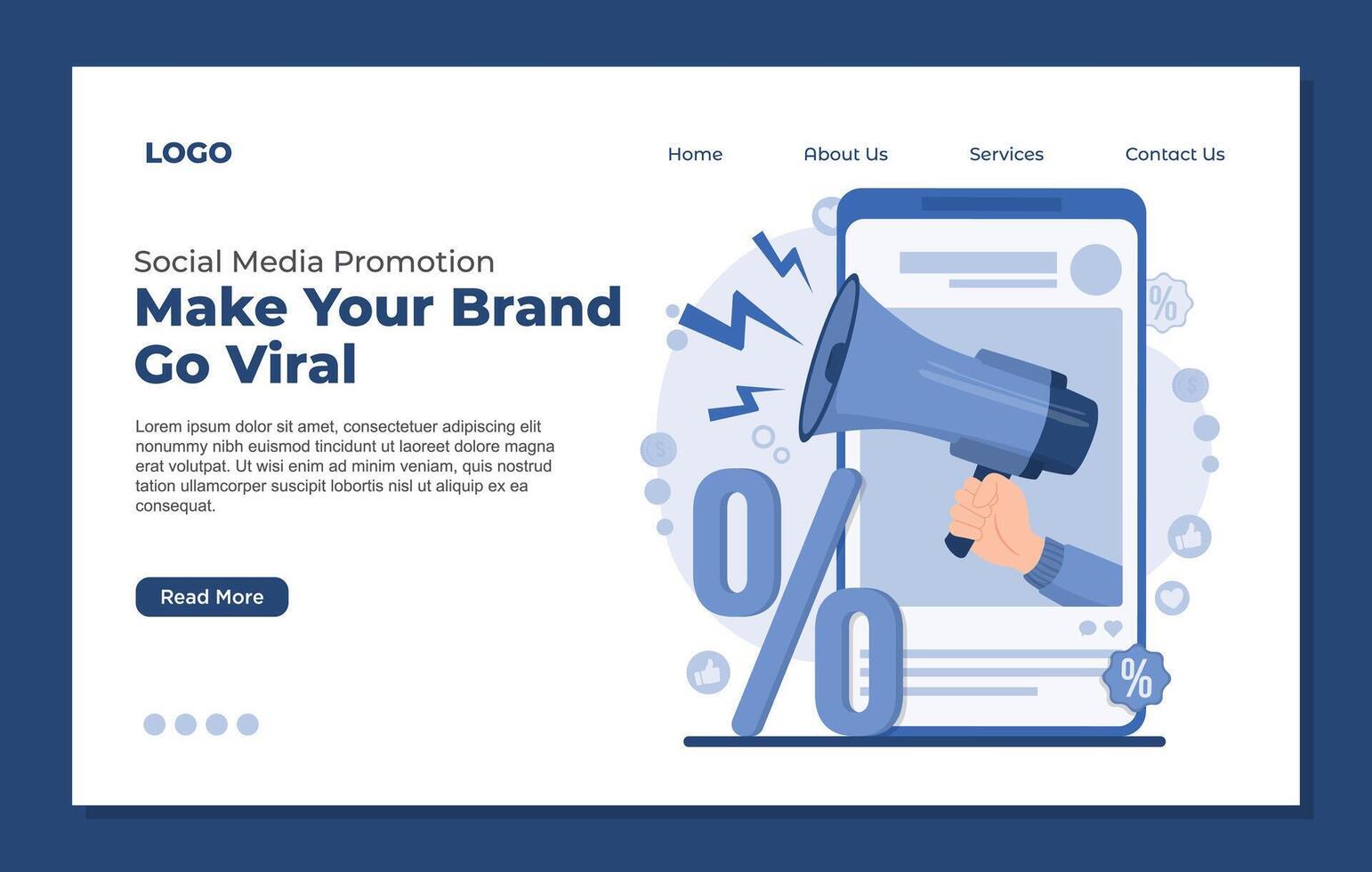 Landing page template Flat design web banner for social media marketing. illustration. vector