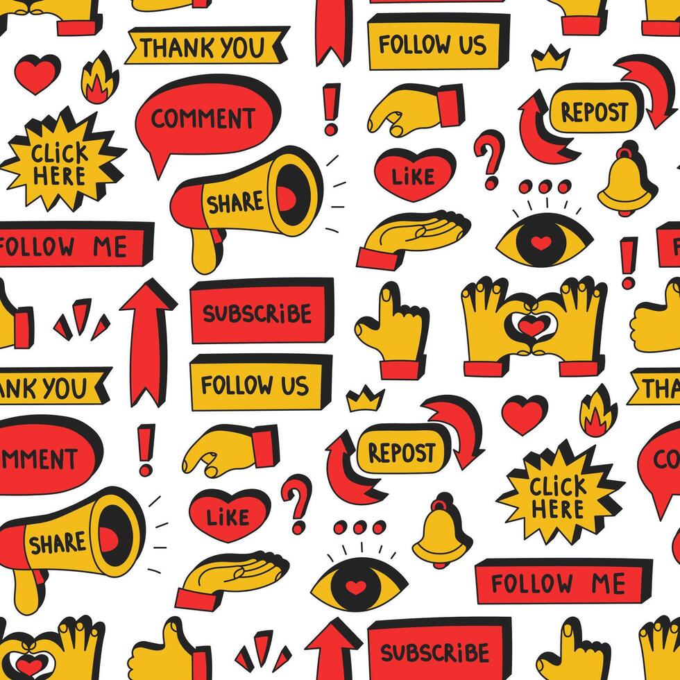 Social Media Activity Symbols Seamless Pattern vector