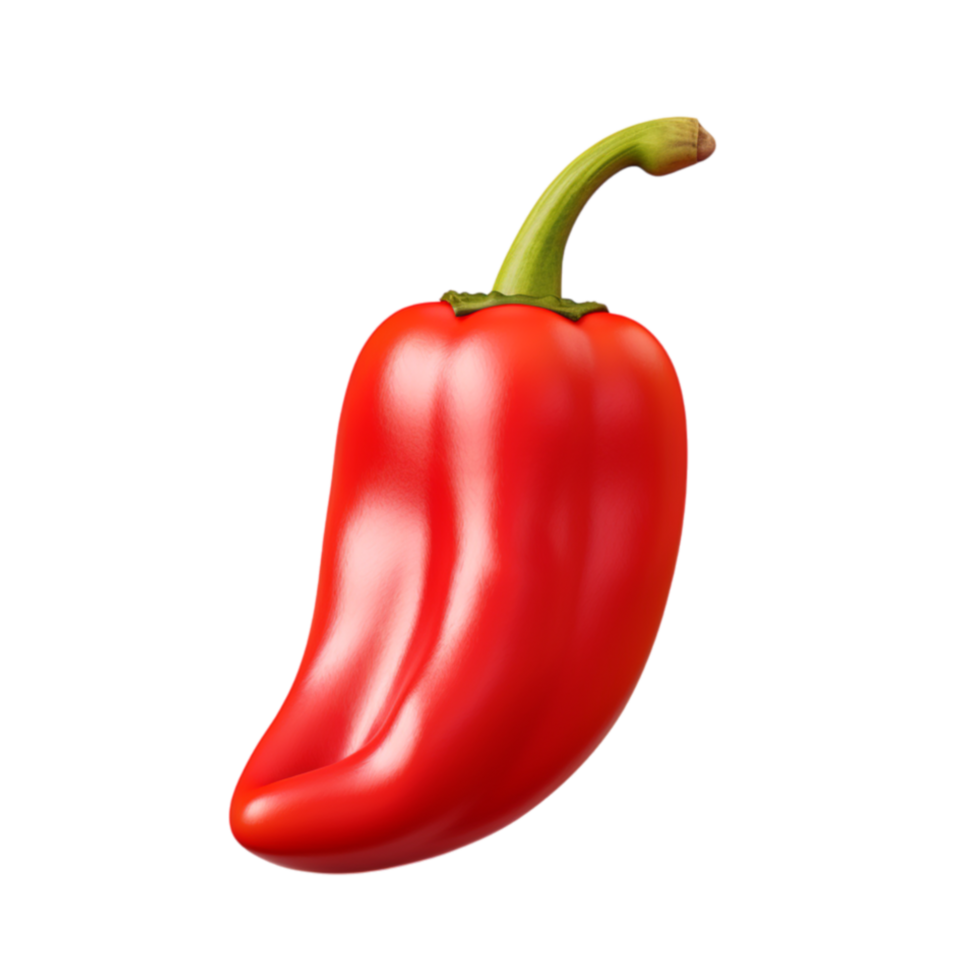 Bright red chili pepper with smooth shiny surface for spicy food and culinary themes png