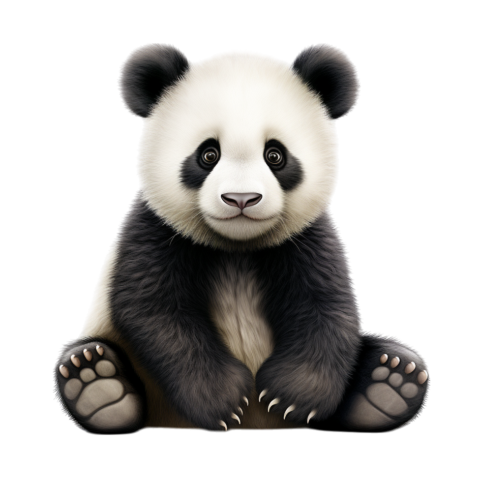 Adorable panda cub with fluffy fur sitting png