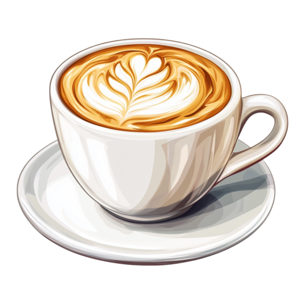 Creamy cappuccino in elegant cup with latte for coffee lovers and cafe themes png