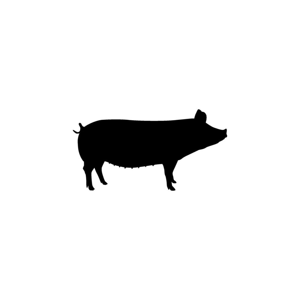 Pig or Pork Silhouette, can use for Logo Gram, Pictogram, Animal Illustration, Apps, or Graphic Design Element. vector