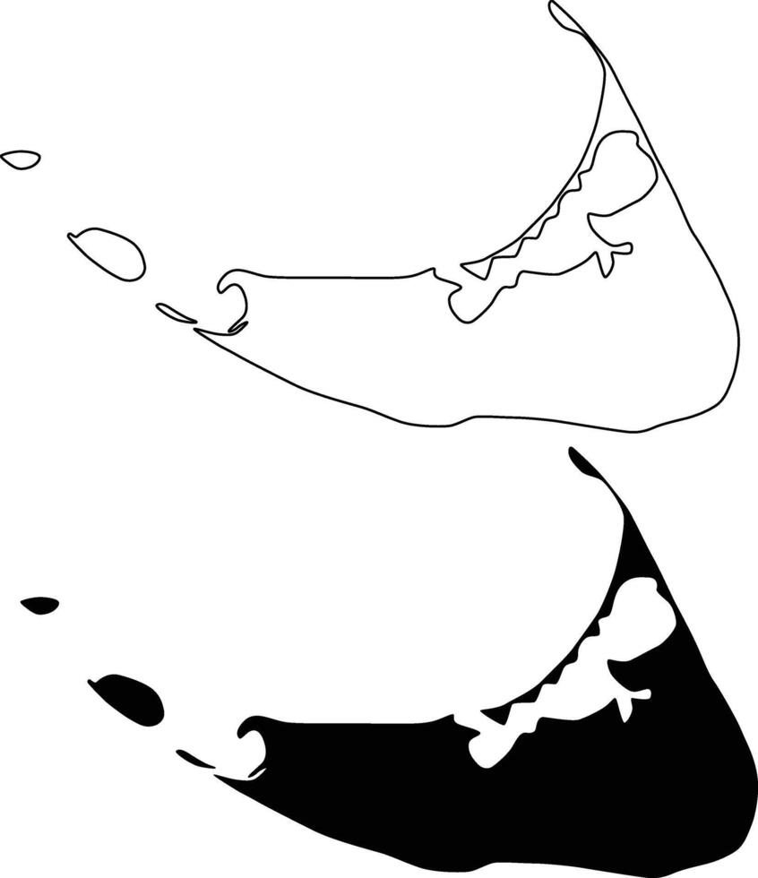 Nantucket Islands Massachusetts Map Silhouette Flat and Outline Design vector