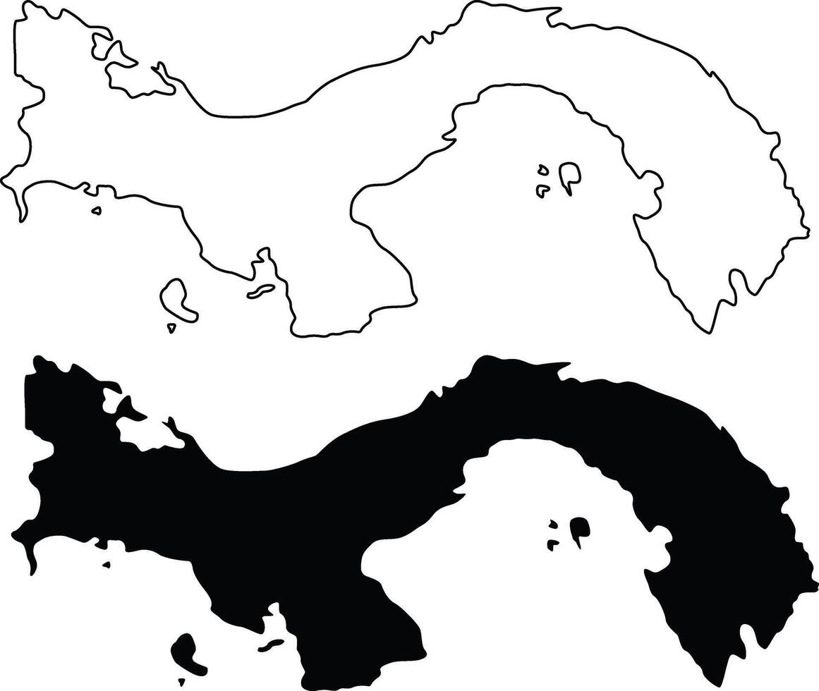 Panama Country Map Silhouette Flat and Outline Design vector