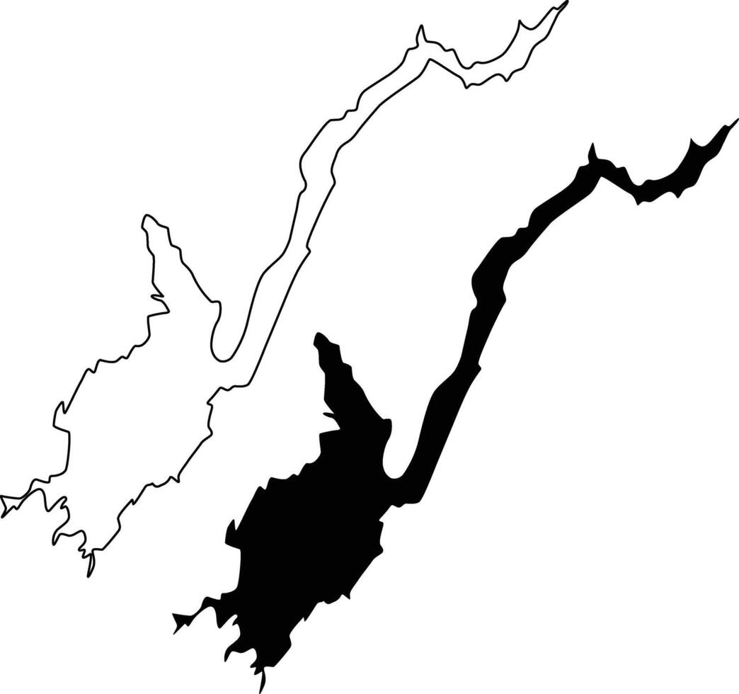Flat and Outline Design of Great Sacandaga Lake New York Map Silhouette vector