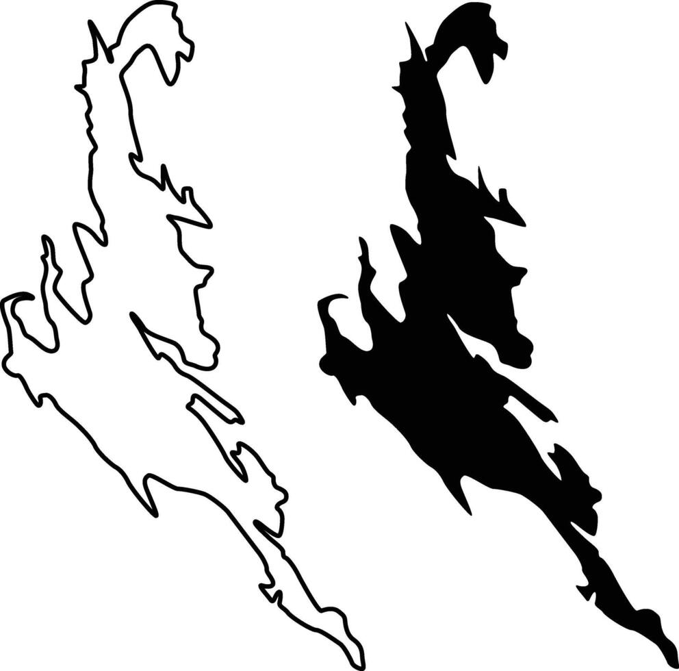 East Grand Lake Maine Map Silhouette Flat and Outline Design vector