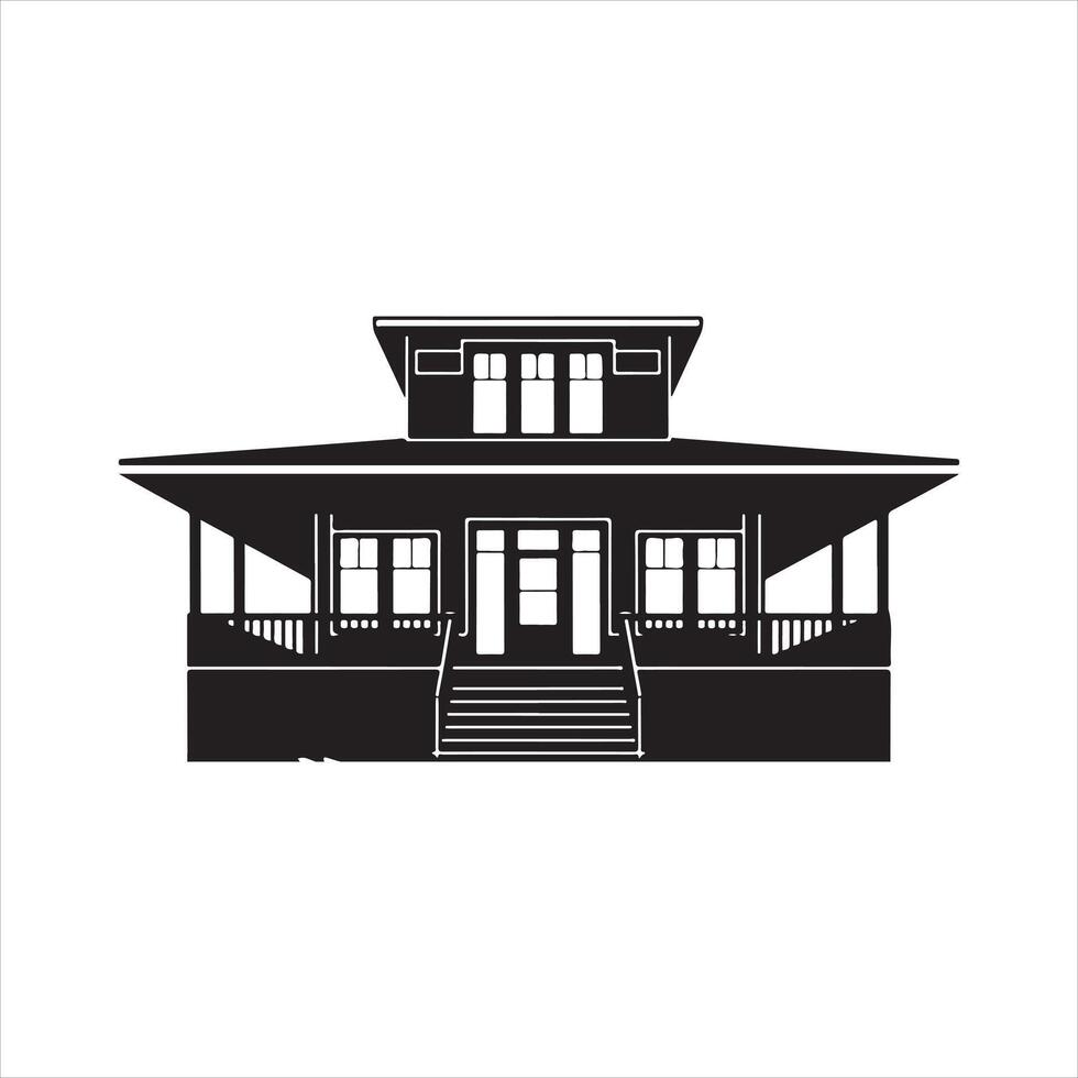 Silhouette of a Classic House with Porch vector