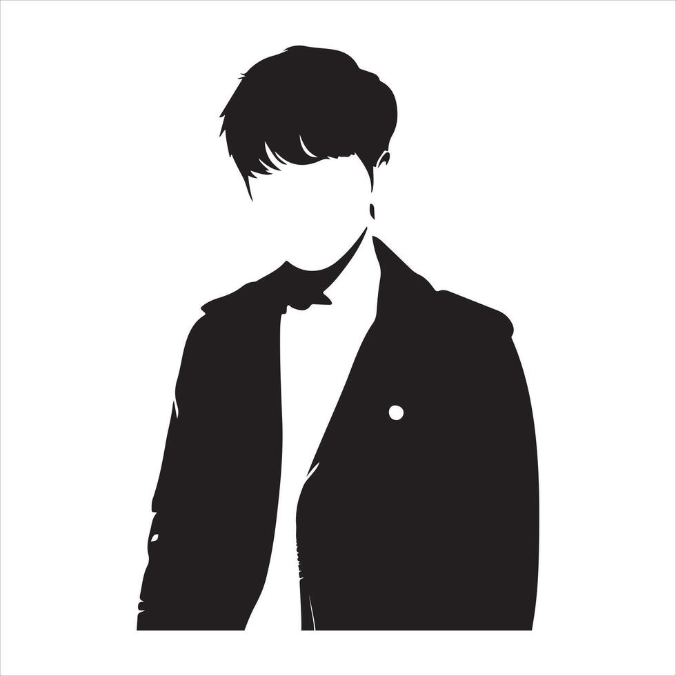 Black Silhouette of a person wearing leather jacket vector
