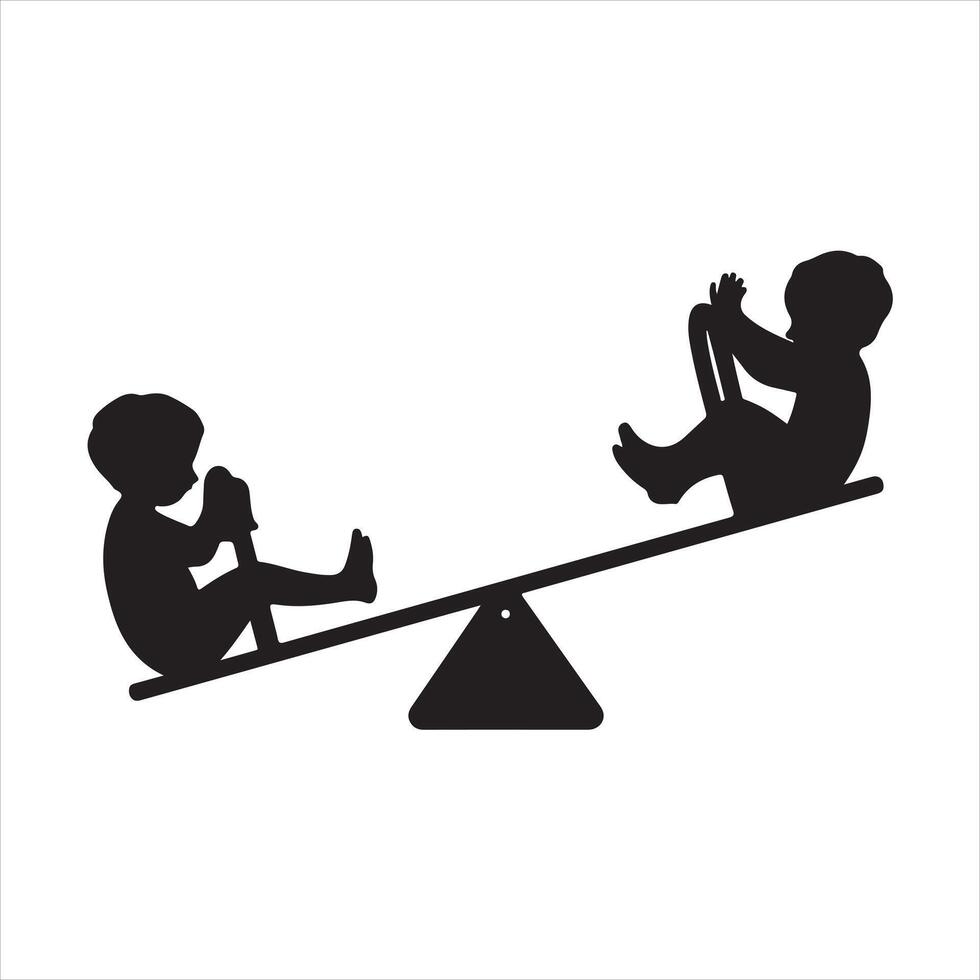 Kids Playing on a Seesaw Silhouette vector
