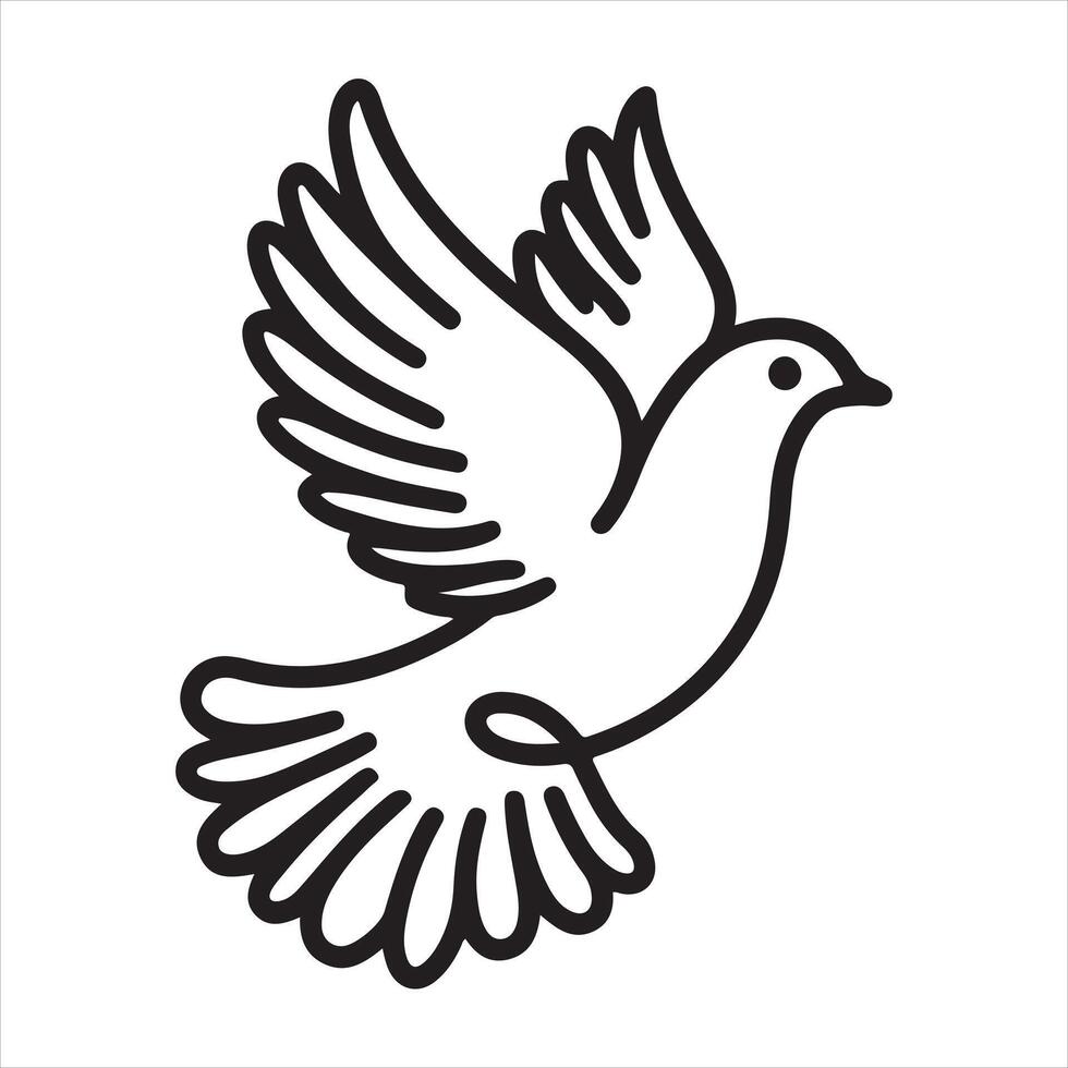 Dove in flight, symbol of peace and freedom Silhouette vector
