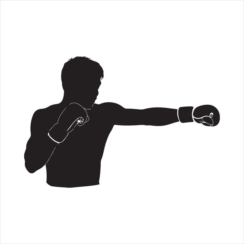 Silhouette of a boxer throwing punch vector
