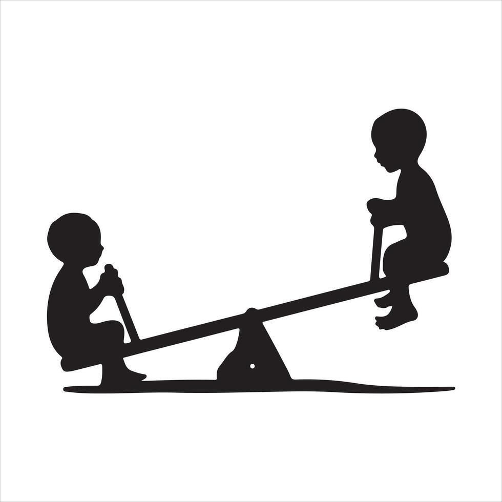 Kids Playing onSeesaw Silhouette vector
