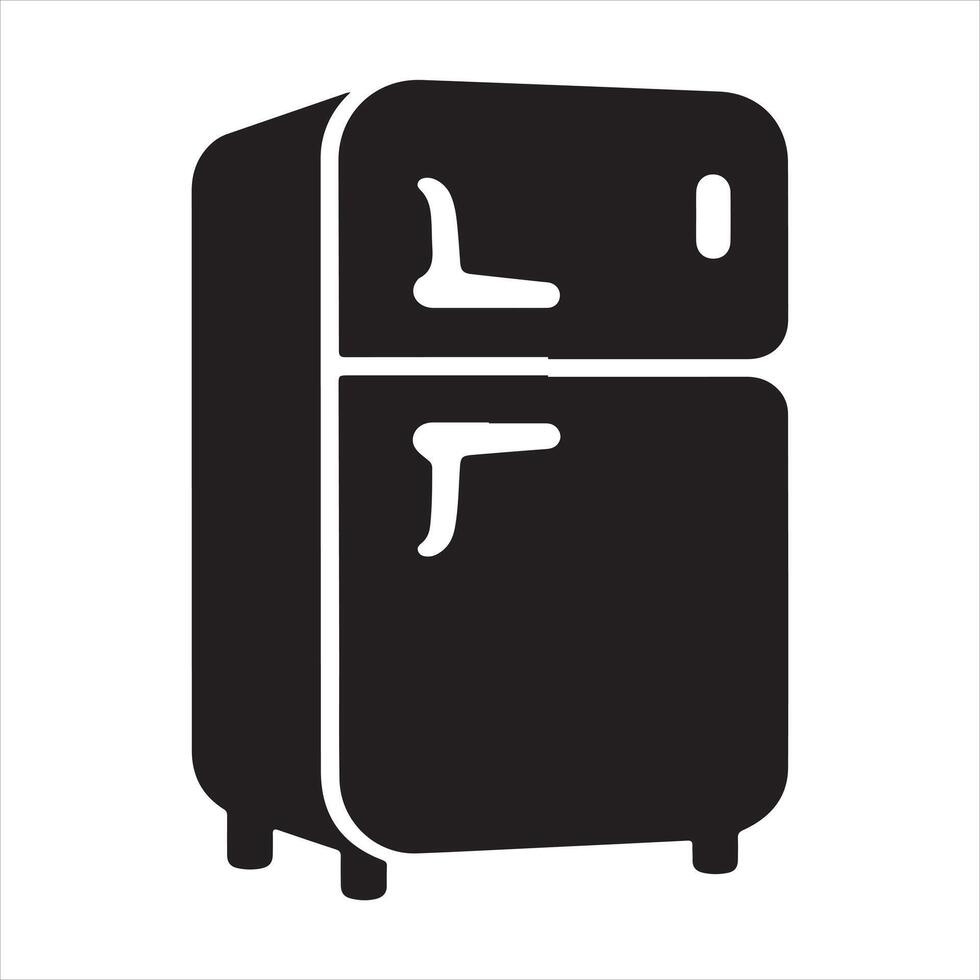 Black and White Silhouette Refrigerator vector