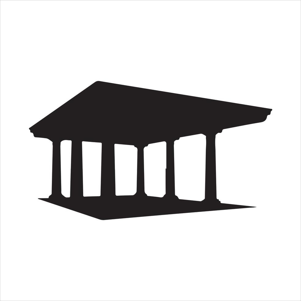 Silhouette of an Ancient Greek Temple with Columns vector