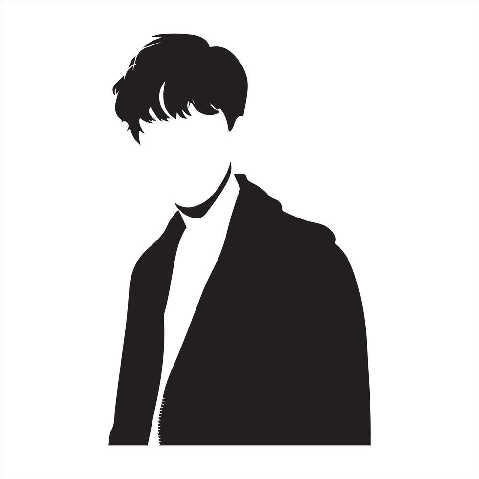 Black Silhouette of a person wearing a leather jacket vector