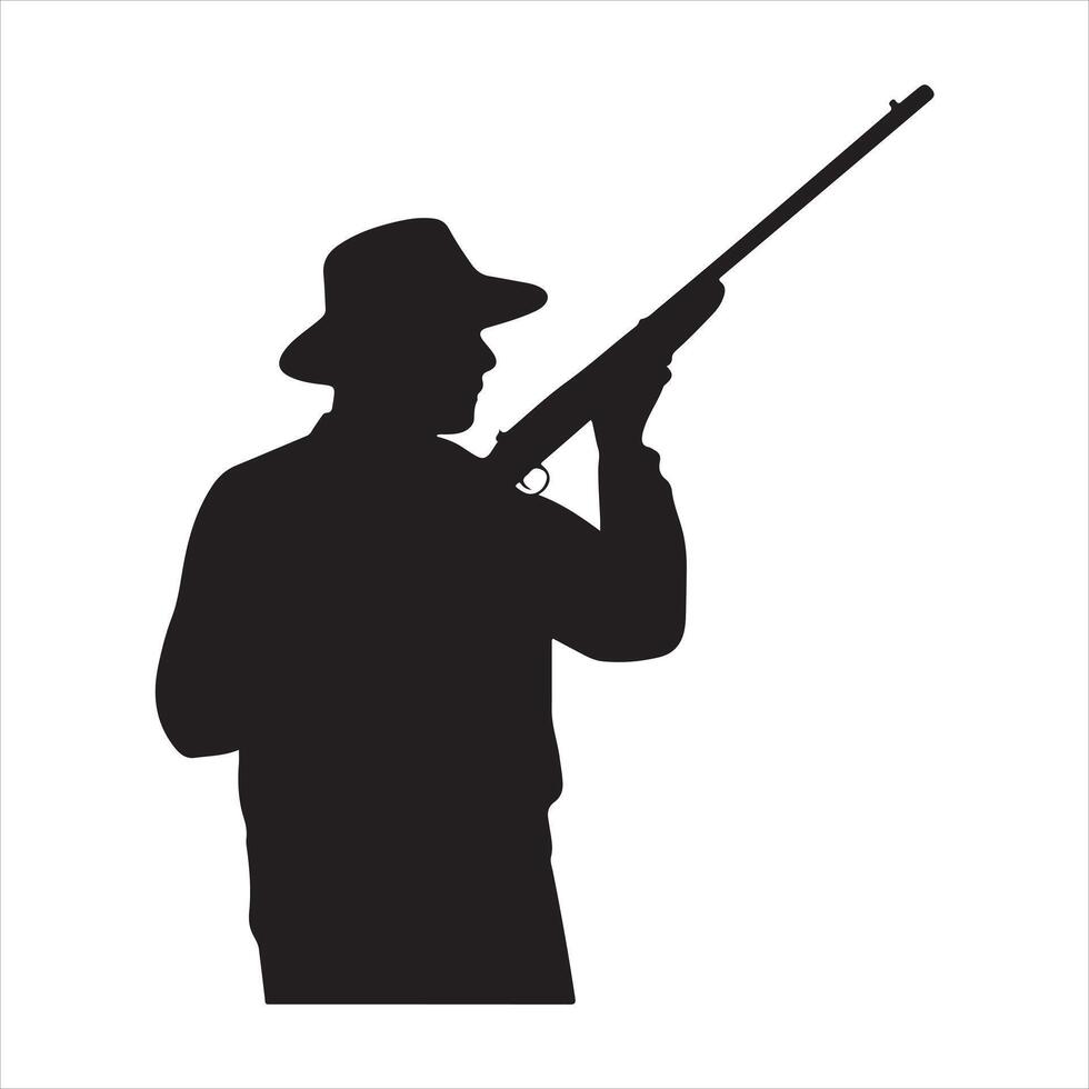 Silhouette of a person holding rifle vector