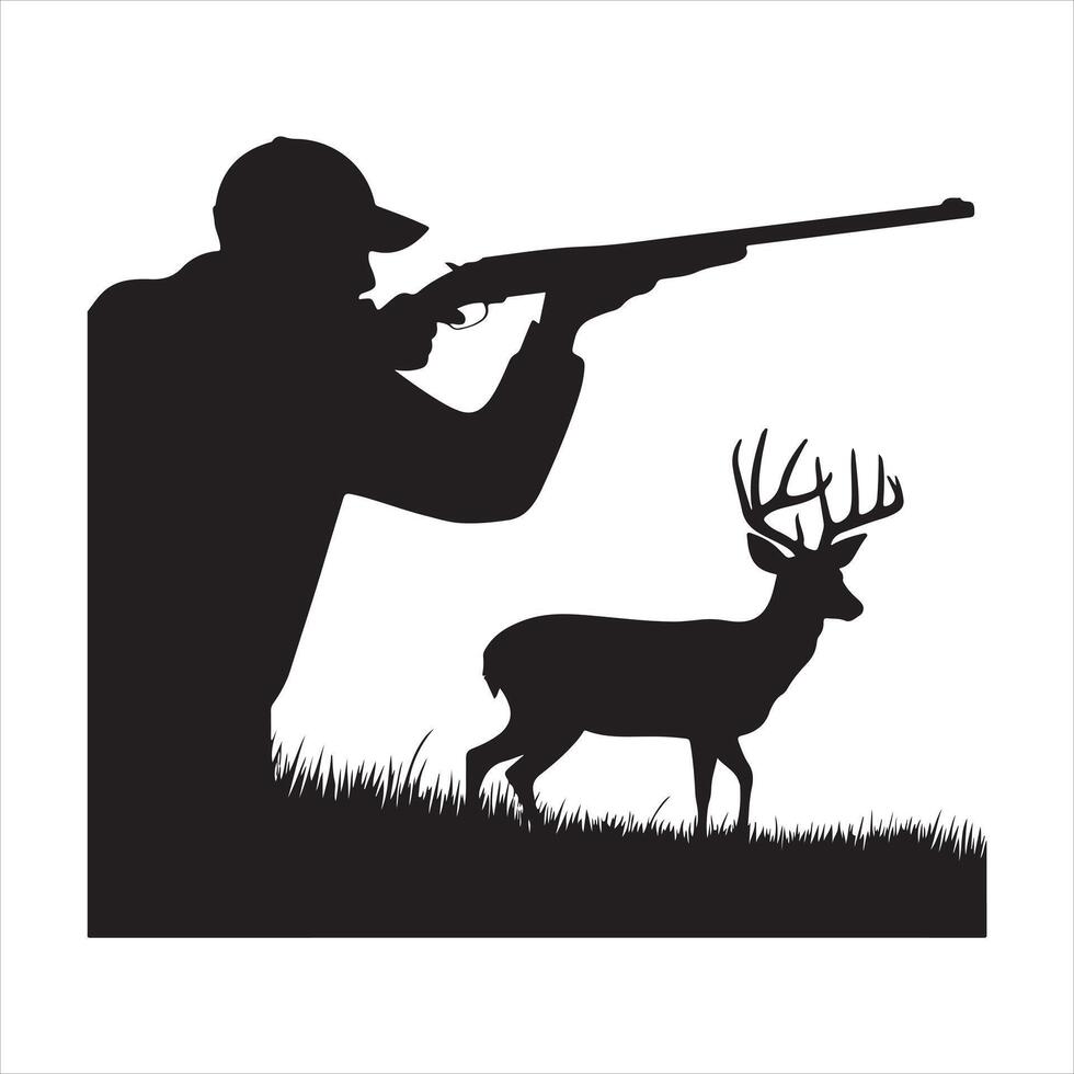 Black Silhouette of a person holding a rifle vector