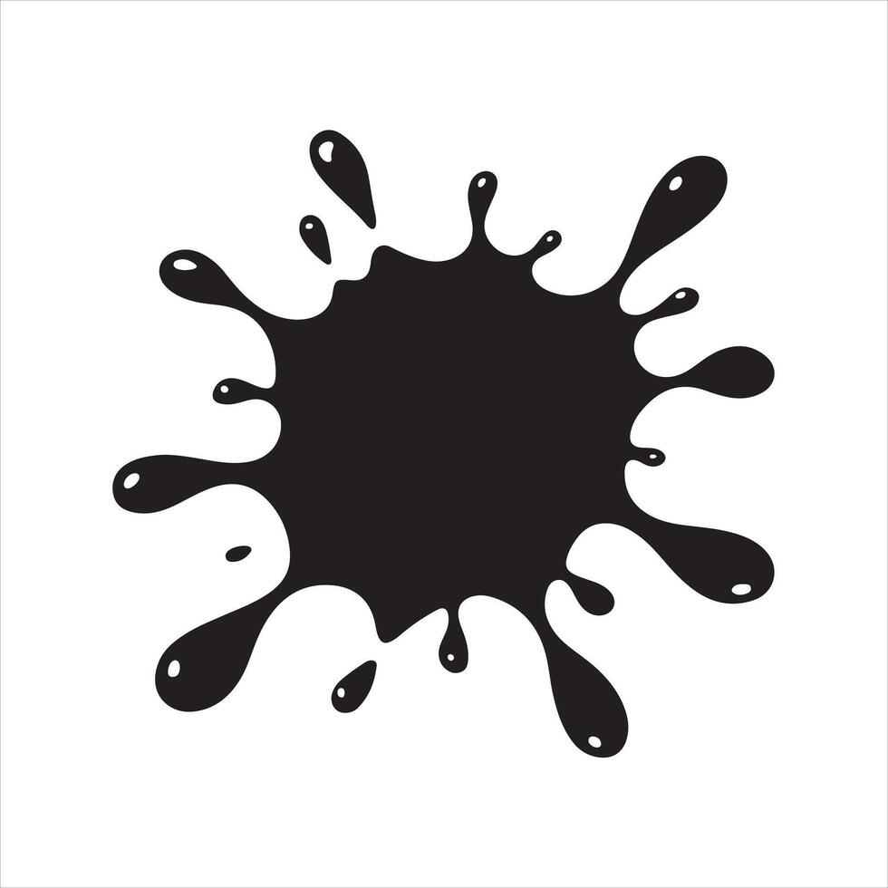 Black ink splatter with a splash Silhouette vector