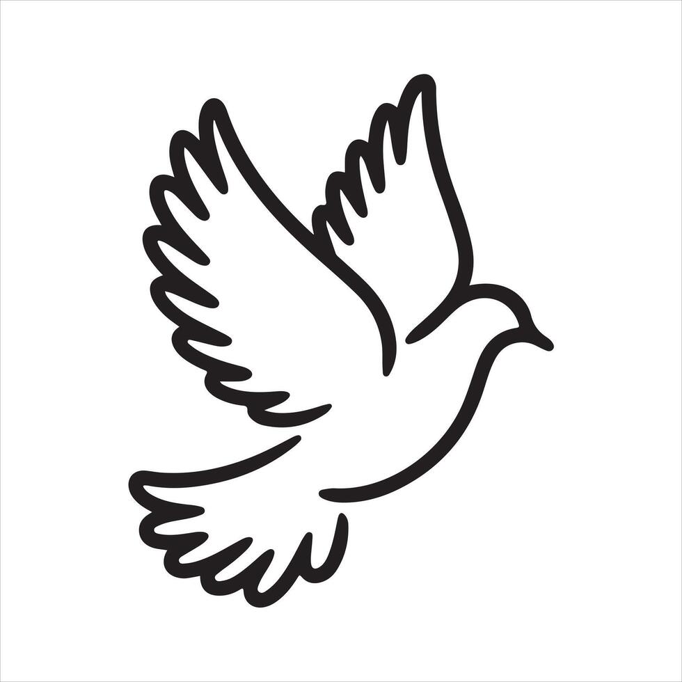 Dove in flight, a symbol of peace and freedom Silhouette vector