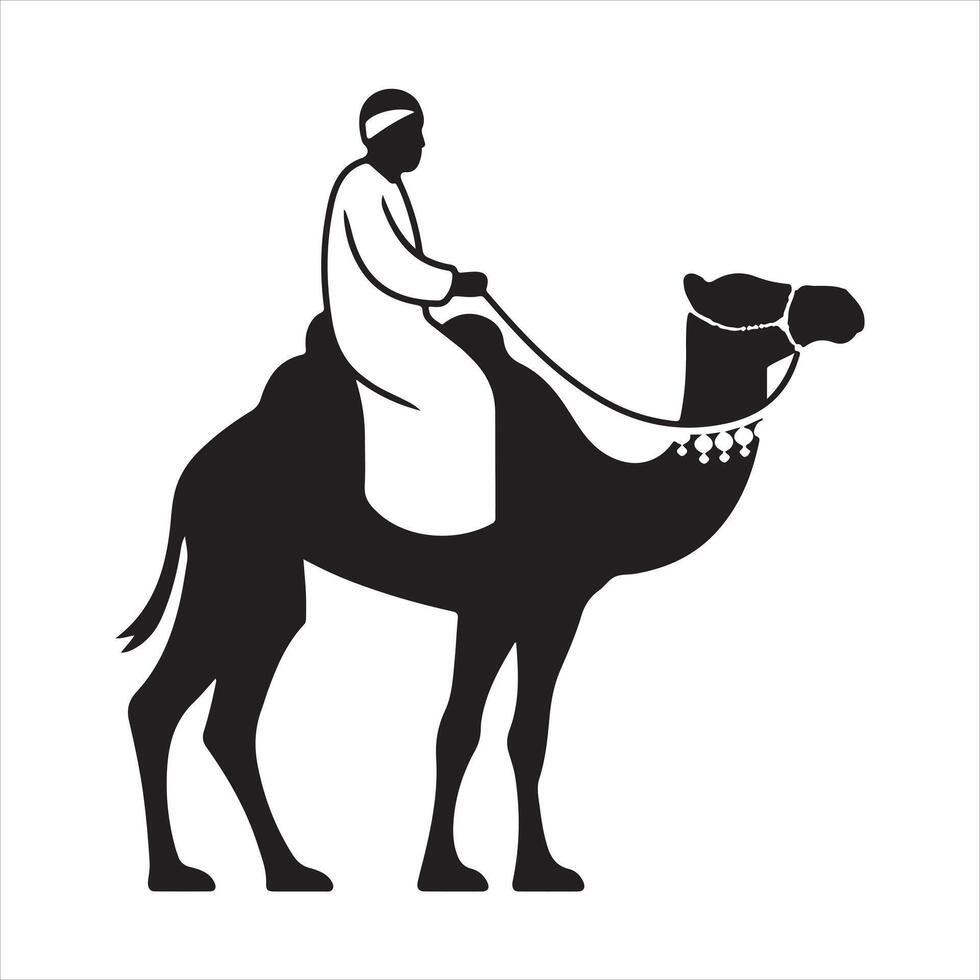 Black Arabian Camel Rider Silhouette vector