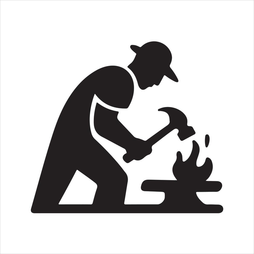 Blacksmith at Work Silhouette vector