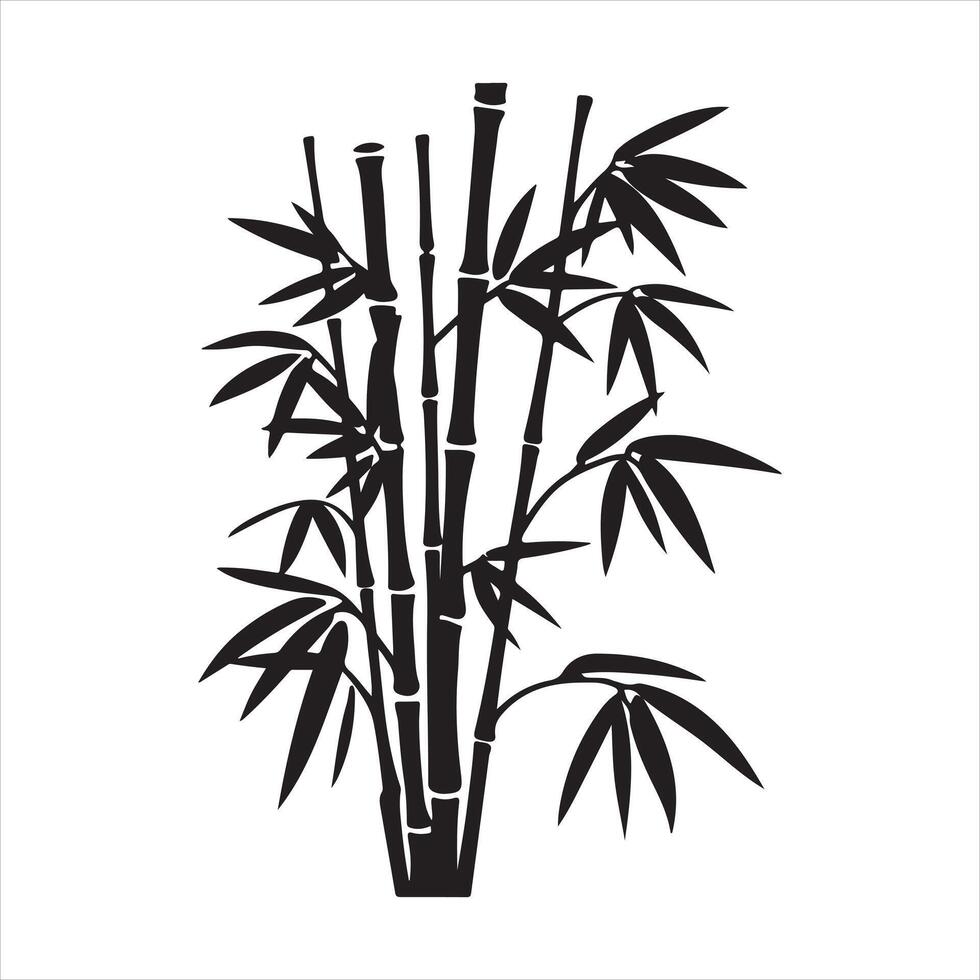 Black and white Silhouette of a bamboo plant vector