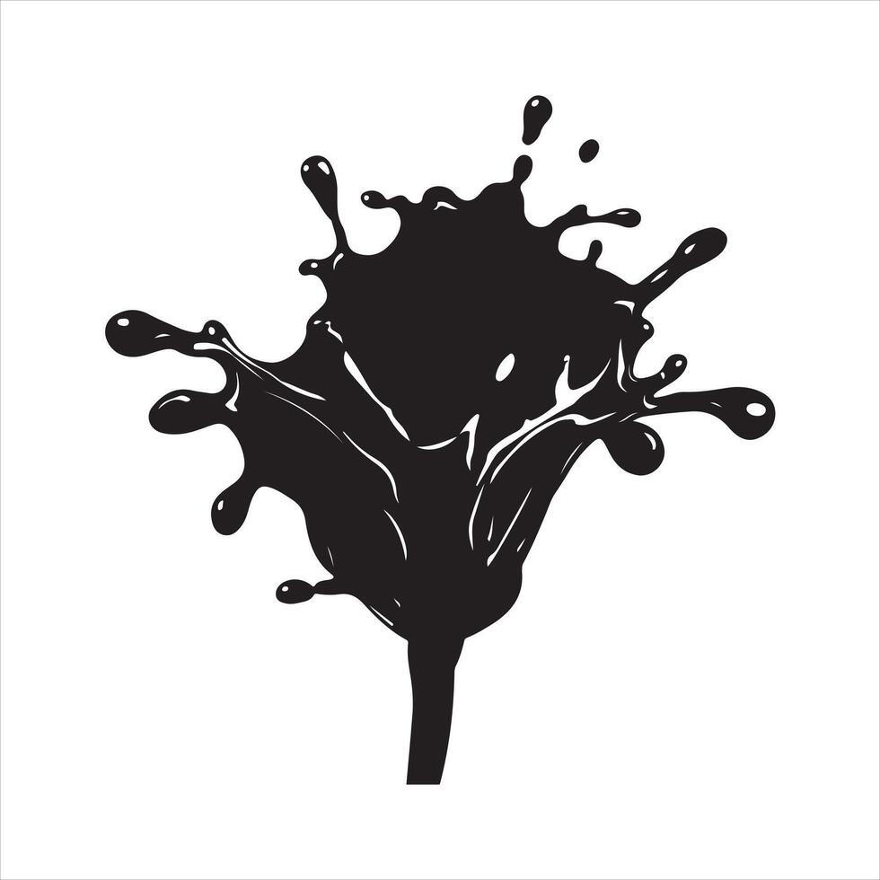 Black ink splatter with splash Silhouette vector