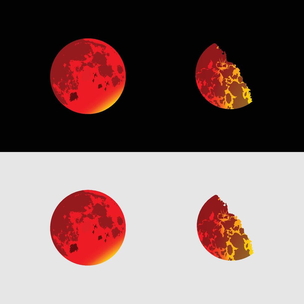 Blood moon is shown in different stages of its cycle vector