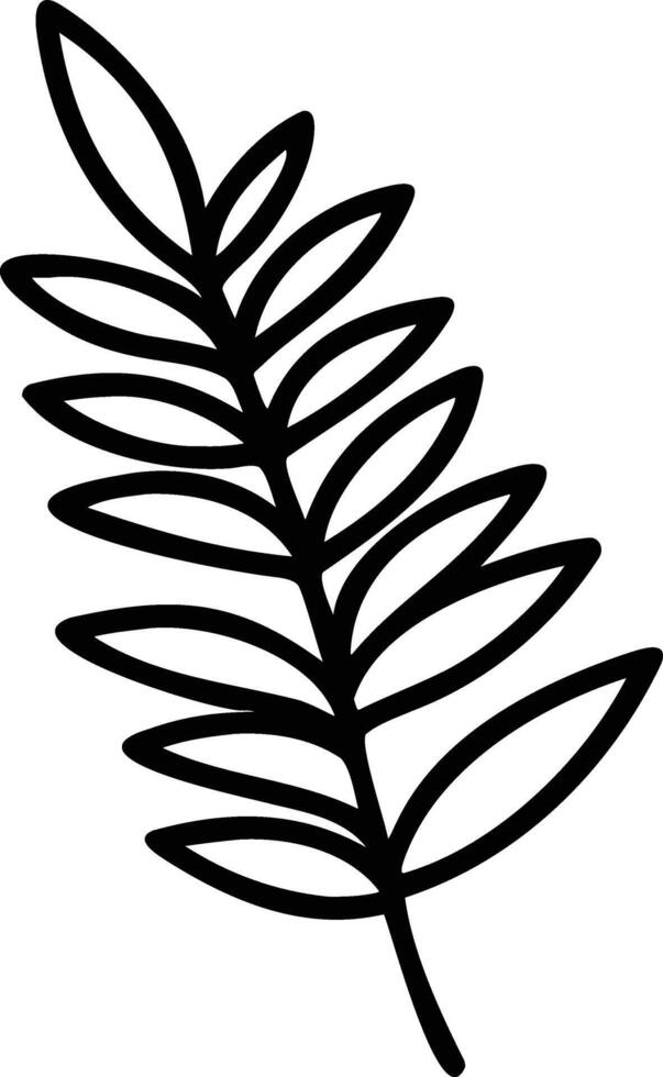 Minimalistic black botanical leaf outline isolated nature illustration vector